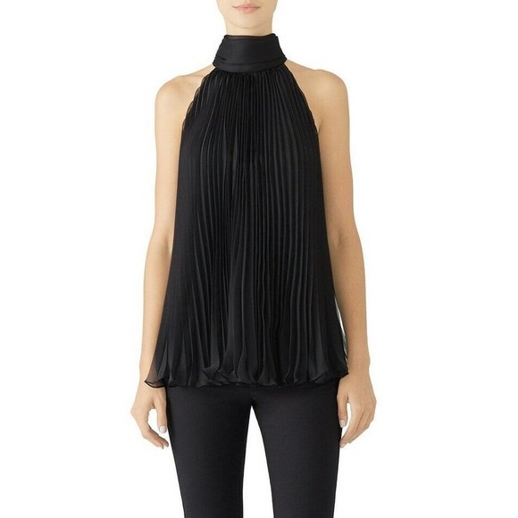 Carmen Marc Valvo Accordion Pleated Blouse Top - Picture 4 of 9